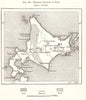 Mineral Deposits of Hokkaido. Iron Coal. Japan. Sketch map 1885 old