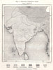 Linguistic Families of India. South Asia. Sketch map 1885 old antique