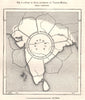 Form of India according to Varaha-Mihira. Sketch map 1885 old antique