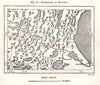 Reservoirs in Madurai. Atrangurai. India. Sketch map 1885 old antique