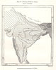 Pluvial Zones of India. Sketch map 1885 old antique vintage plan chart
