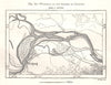 Windings of the Ganges at Kahalgaon. India. Sketch map 1885 old antique