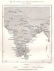 Catholic and Protestant Missions in India. Sketch map 1885 old antique