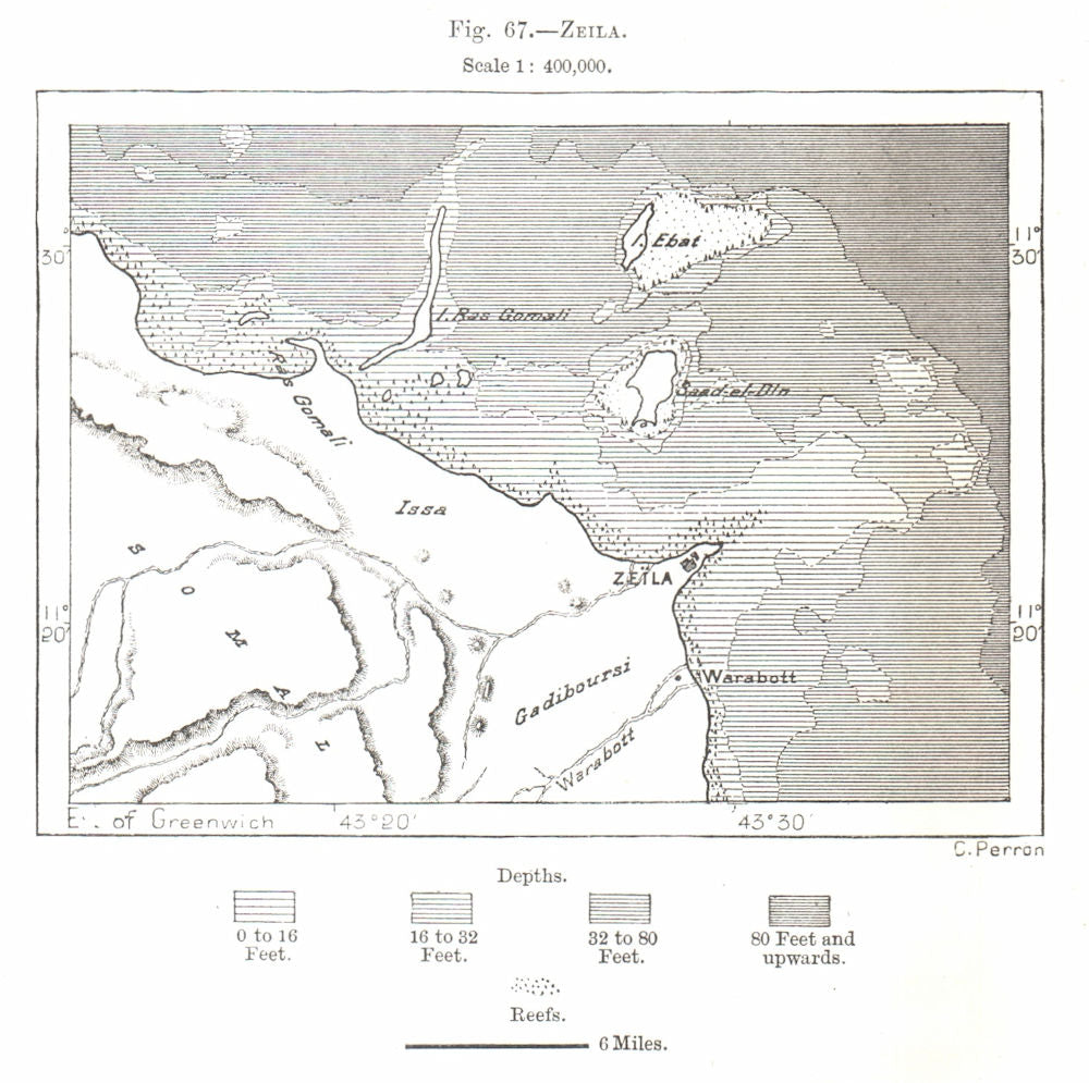 Saylac. Somalia. Sketch map 1885 old antique vintage plan chart ...