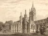 The Cathedral from the N.W, Oxford, by John Le Keux 1837 old antique print