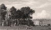 Merton College, from the Fields, Oxford, by John Le Keux 1837 old print