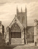 Merton College Chapel, from the Quadrangle, Oxford, by John Le Keux 1837 print