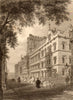 Front of Exeter College, Oxford, by John Le Keux 1837 old antique print