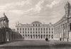 The 1st Quadrangle of Queens College, Oxford, by John Le Keux 1837 old print
