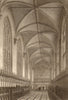 Interior of New College Chapel, Oxford, by John Le Keux 1837 old antique print