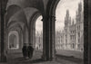 The Cloister &c. of All Souls College, Oxford, by John Le Keux 1837 old print