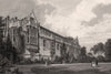 Saint John's College from the garden, Oxford, by John Le Keux 1837 old print