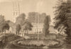 The Botanic Garden, Oxford, by John Le Keux 1837 old antique print picture