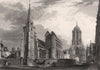 St Aldates Church, Oxford, by John Le Keux 1837 old antique print picture