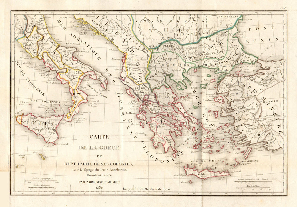 ANCIENT GREECE. "Carte de la Grèce et… ses colonies". TARDIEU 1830 old map