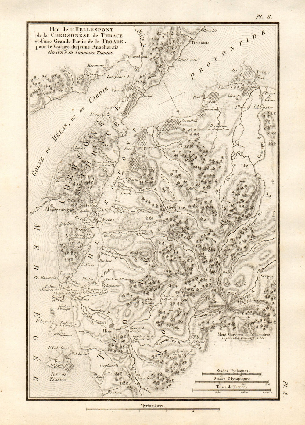 DARDANELLES & TROAD. "Plan de L'Hellespont…". Gallipoli. TARDIEU 1832 old map