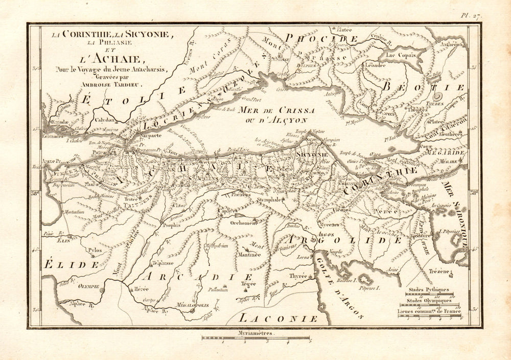 CORINTHIAN GULF. Corinthie Sicyonie Sicyonia Achaie Achaea. TARDIEU 1832 map