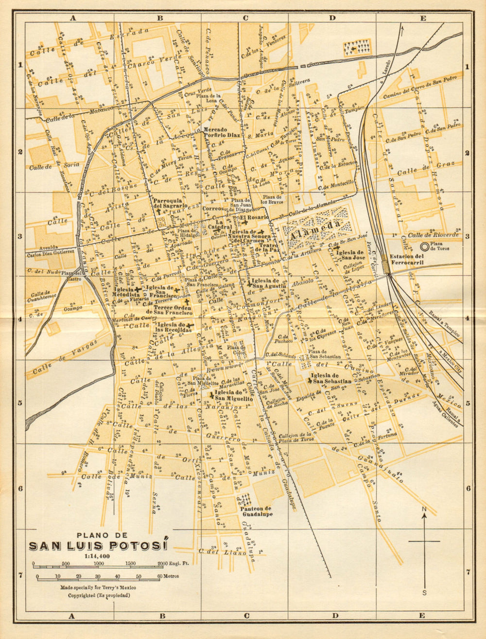 Plano de SAN LUIS POTOSI, Mexico. Mapa de la ciudad. City/town plan 1935