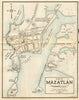 Plan of MAZATLAN, Mexico. Mapa de la ciudad. City/town plan 1935 old