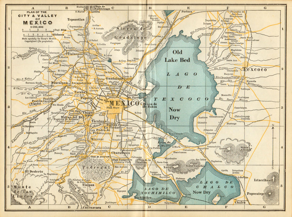 Plan of MEXICO CITY & valley. Cuidad de Mexico 1935 old vintage map chart