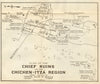CHICHEN-ITZA. Plan of the Mayan ruins. Mexico 1935 old vintage map chart