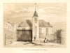 College church, front view, Glasgow. SMALL 1848 old antique print picture