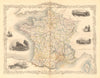 FRANCE. Provinces. Without Comté de Nice & Savoy/Savoie. RAPKIN/TALLIS c1855 map