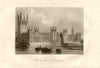 Houses of Parliament w/o Big Ben clock tower (1859), Westminster, London c1855