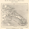 The Peninsula of Mount Athos. Greece sketch map. SMALL 1885 old antique