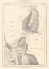 Getaria, Gipuzkoa plan. Basque country, Spain. Sketch map 1885 old antique