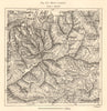 Mount Pic du Canigou. Prades. Pyrénées-Orientales. Sketch map 1885 old