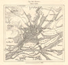 Nantes town plan. Loire-Atlantique. Sketch map 1885 old chart