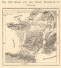 Paris and the Great Highways of France. Sketch map. SMALL 1885 old antique