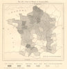 Crop of Wheat in France (1874). Sketch map 1885 old antique plan chart