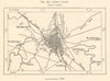 Ghent (Gand) gent plan & environs. Belgium. Sketch map 1885 old antique