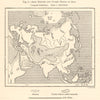 Arid Regions and Closed River Basins of Asia. Sketch map 1885 old antique