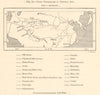 Chief Itineraries of Central Asia. Silk route. Explorers trade. Sketch map 1885
