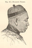Buddhist Priest. Buddhism. China. SMALL 1885 old antique vintage print picture