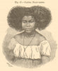 Cafusa half-breed woman. Brazil. Cafuzo. SMALL 1885 old antique print picture
