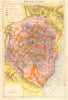 Eruptions of Etna. Sicily. Catania. Lava flows 1669 1852 1865 1879 1886 map