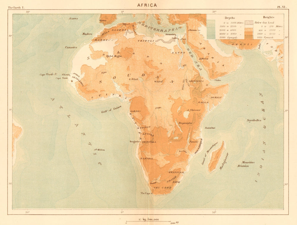 Africa 1886 old antique vintage map plan chart