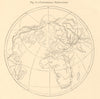 Continental Hemisphere. World. North Pole. Sketch map 1886 old antique