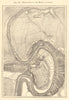 Meandering of the Meuse, at Fumay. Ardennes. Haybes. Sketch map 1886 old