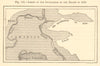 Arles floods limits in 1840. Bouches-du-Rhône. SMALL sketch map 1886 old