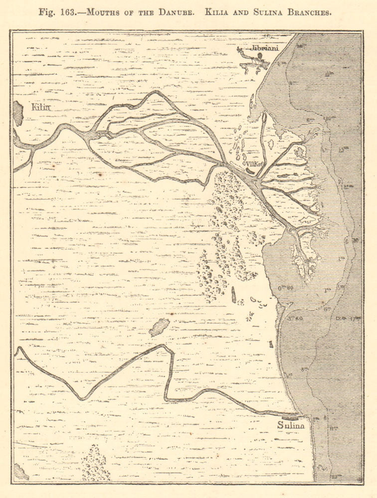 Mouths of the Danube. Kilia and Sulina Branches. Romania. Sketch map 1886