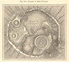 Crater of Sete Cidades. Azores. São Miguel. Sketch map 1886 old antique