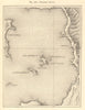 Kaimeni Group. Greece. Santorini. Nea Kameni. Sketch map 1886 old antique