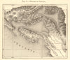Mouths of Cattaro. Montenegro. Gulf of Kotor. Sketch map 1886 old antique