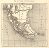 Fjords of South America. Tierra del Fuego Patagonia. Sketch map 1886 old