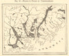 Kristiansand filled-up fjords. Topdalsfjorden. Norway. Sketch map 1886 old